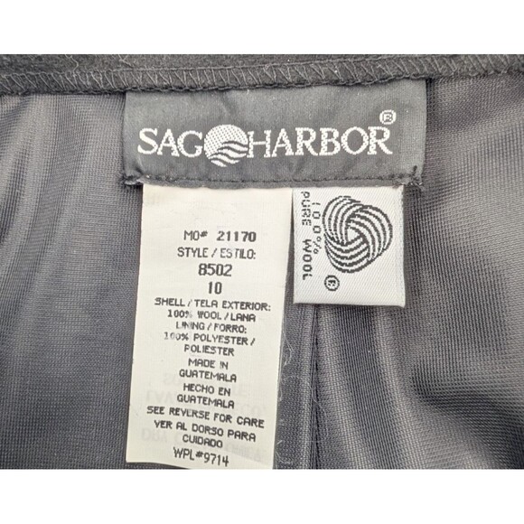 Sag Harbor Vintage Black 100% Wool Lined Ultra High Rise Pleated Pants Size 10 - Picture 3 of 8